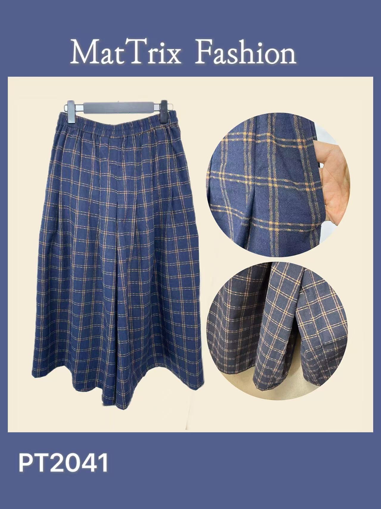 PT2041 格仔摺摺裙褲 原價$299