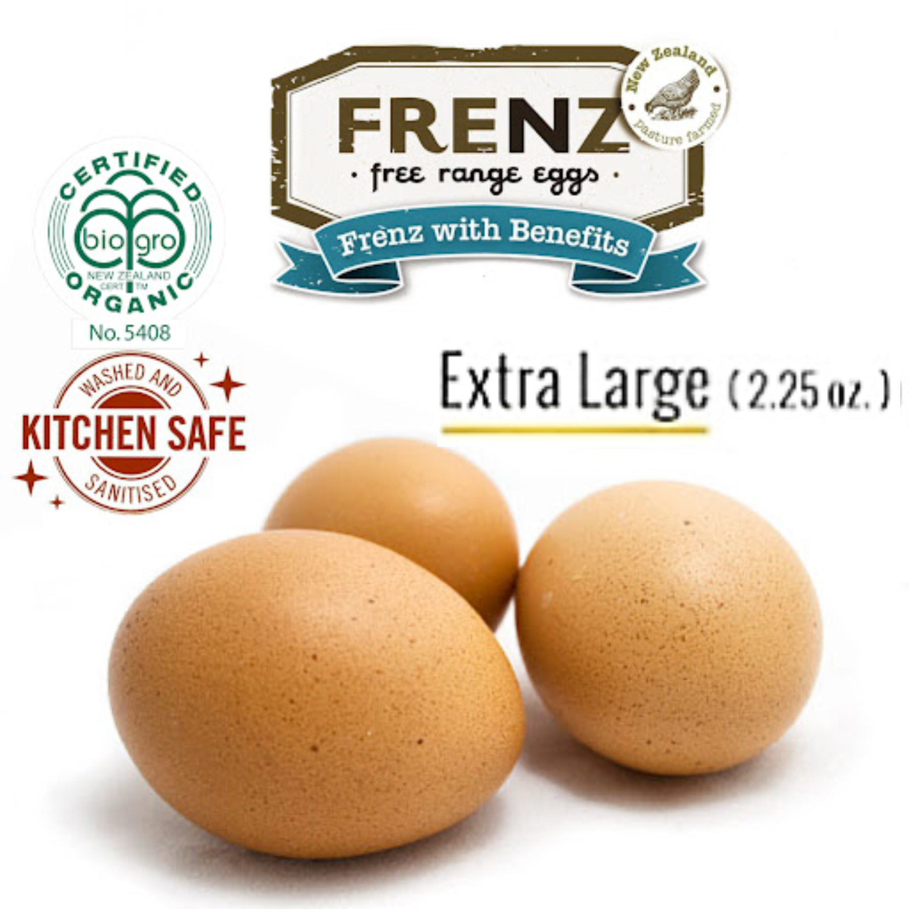 💧紐西蘭 加大有機走地雞蛋 New Zealand Frenz Organic Free Range Chicken Eggs XL