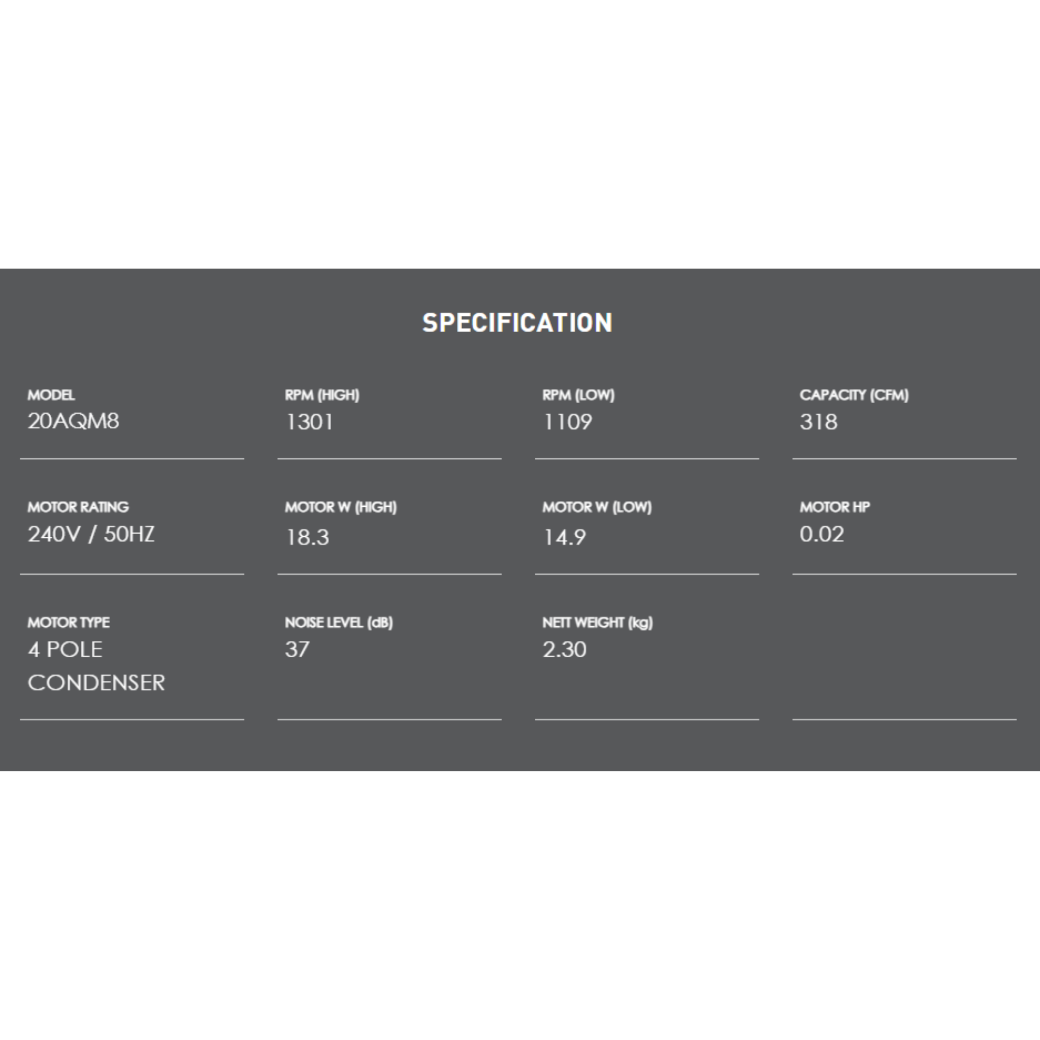 KDK 8" Wall Ventilating Fan (20AQM8)
