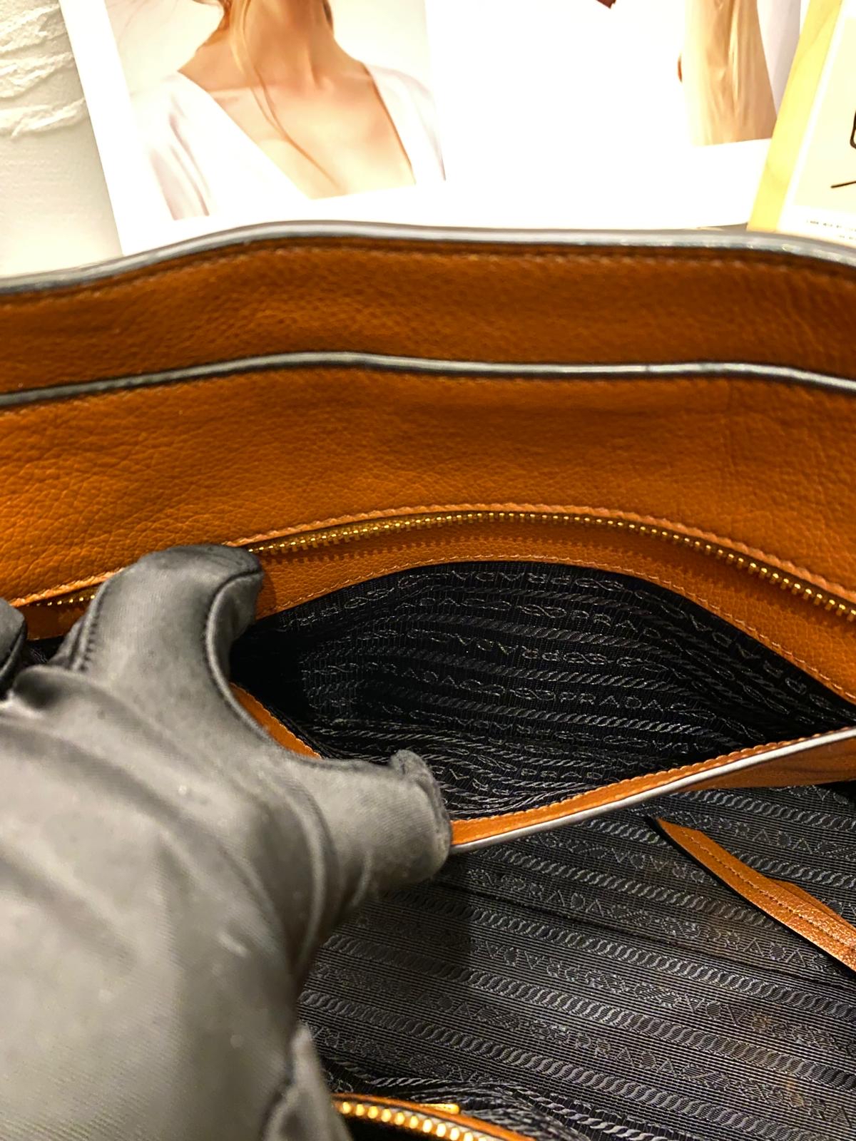Prada Daino Leather Tote Bag (Cognac)