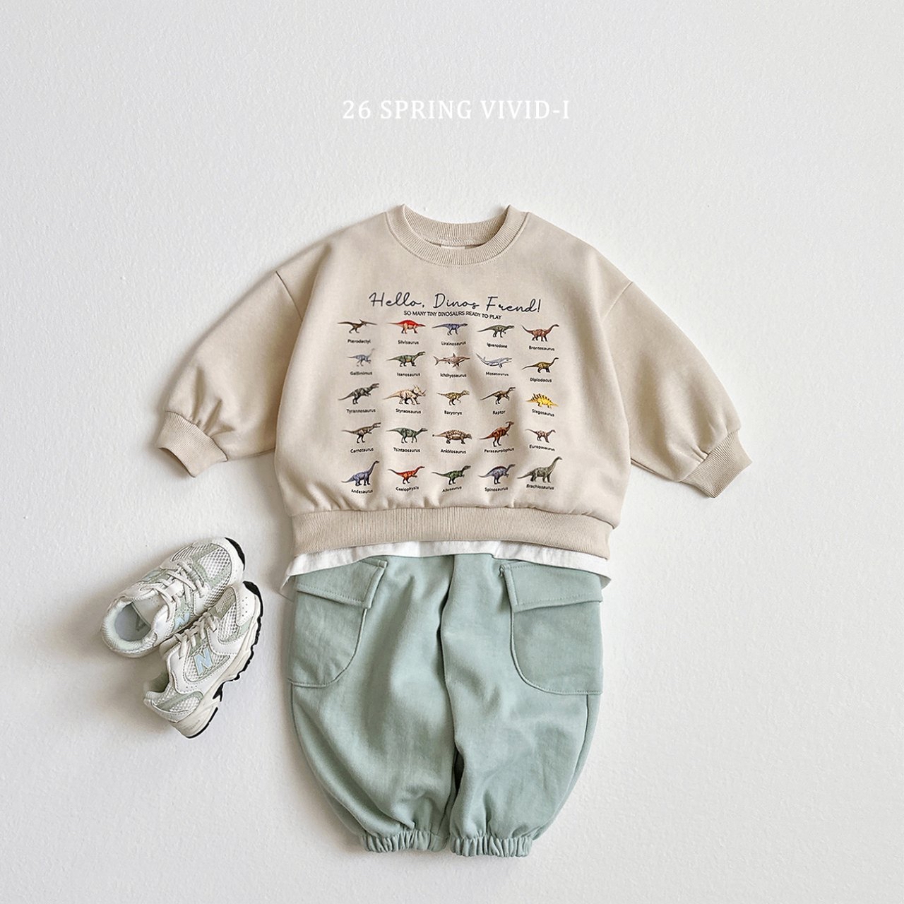 🌸預訂 韓國直送🌸🇰🇷VIVIDI三色迷你恐龍印花寬鬆衛衣