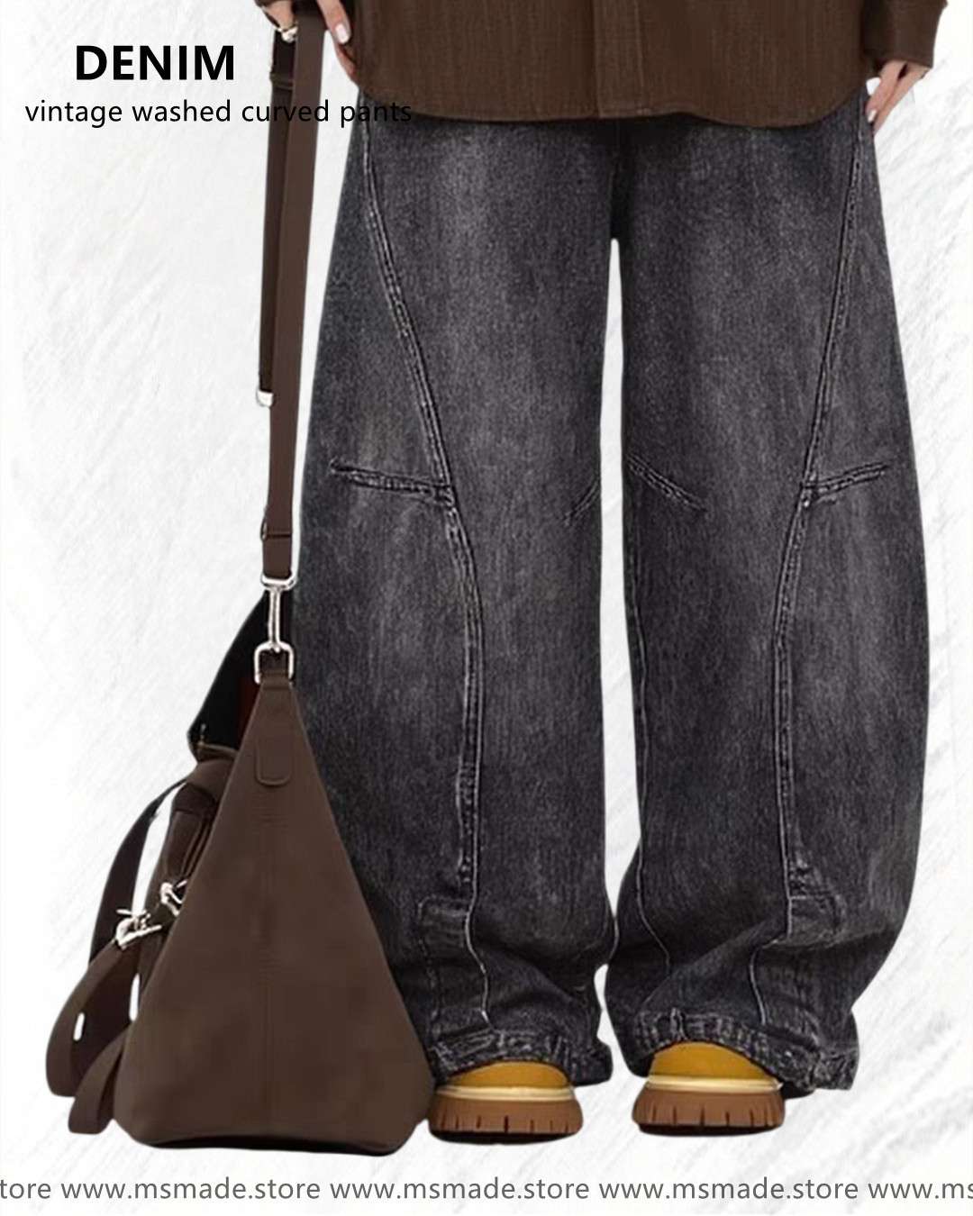 M25258 水洗磨舊彎刀牛仔褲
