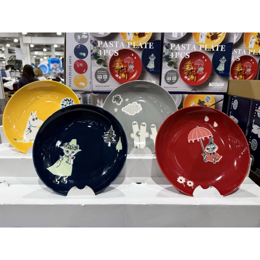 日本Costco 姆明玻璃碟套裝（4 件一套） 約 21 厘米可微波爐加熱和洗碗機清洗