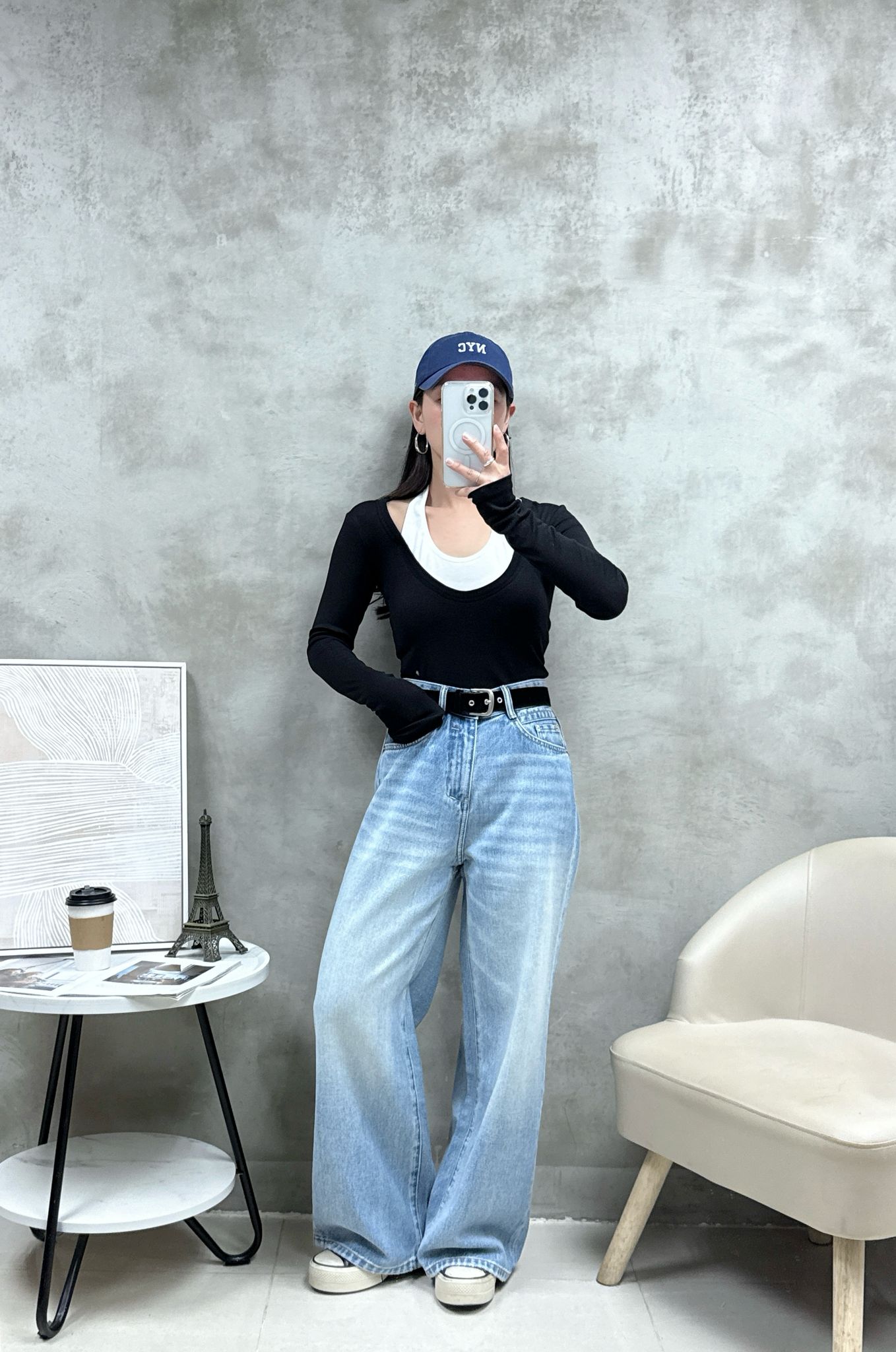 C06 假兩件拼色Top