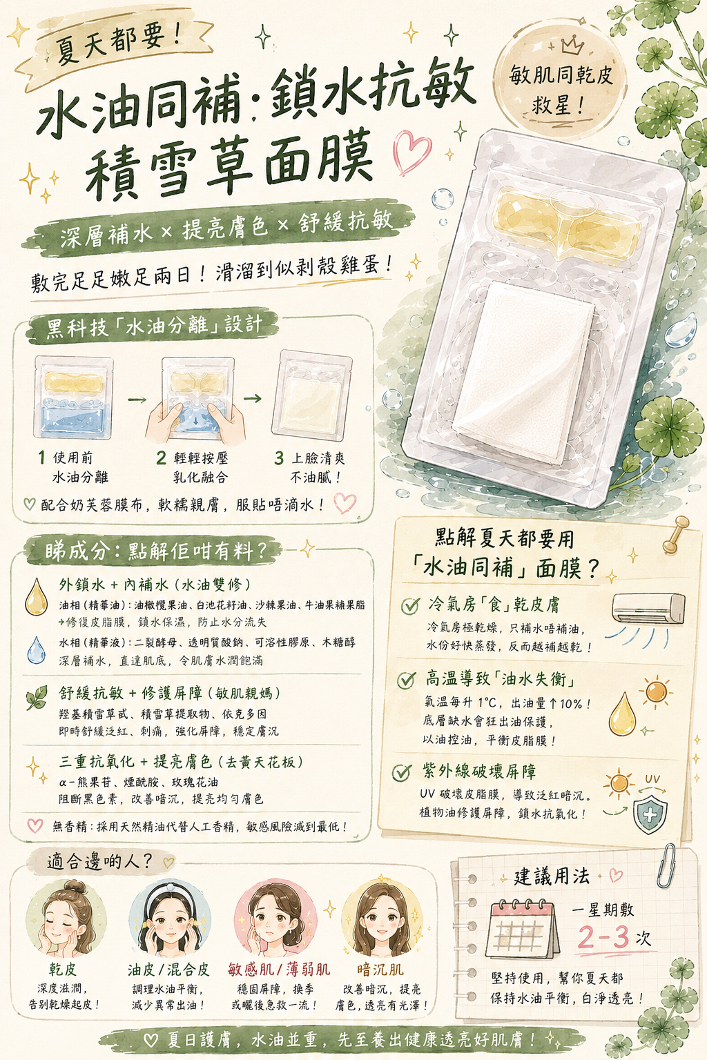 27//7出貨 《日本水油修復面膜》8片