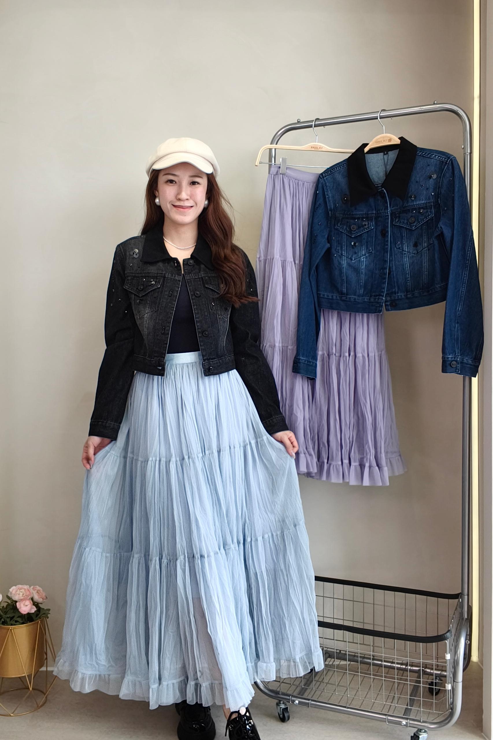 CB2570 Fashionable Denim Cropped Jacket