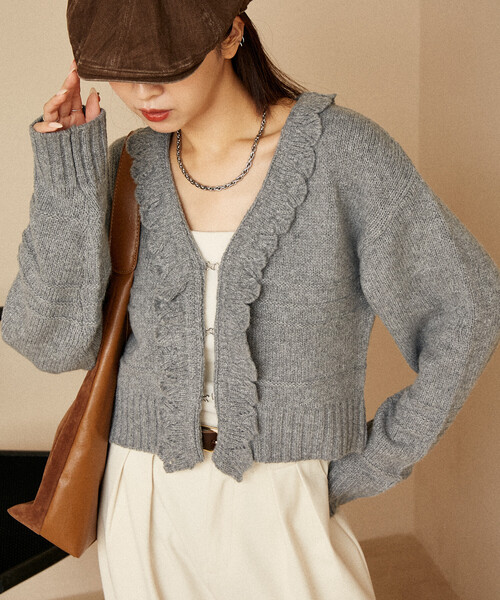 荷葉邊針織短外套