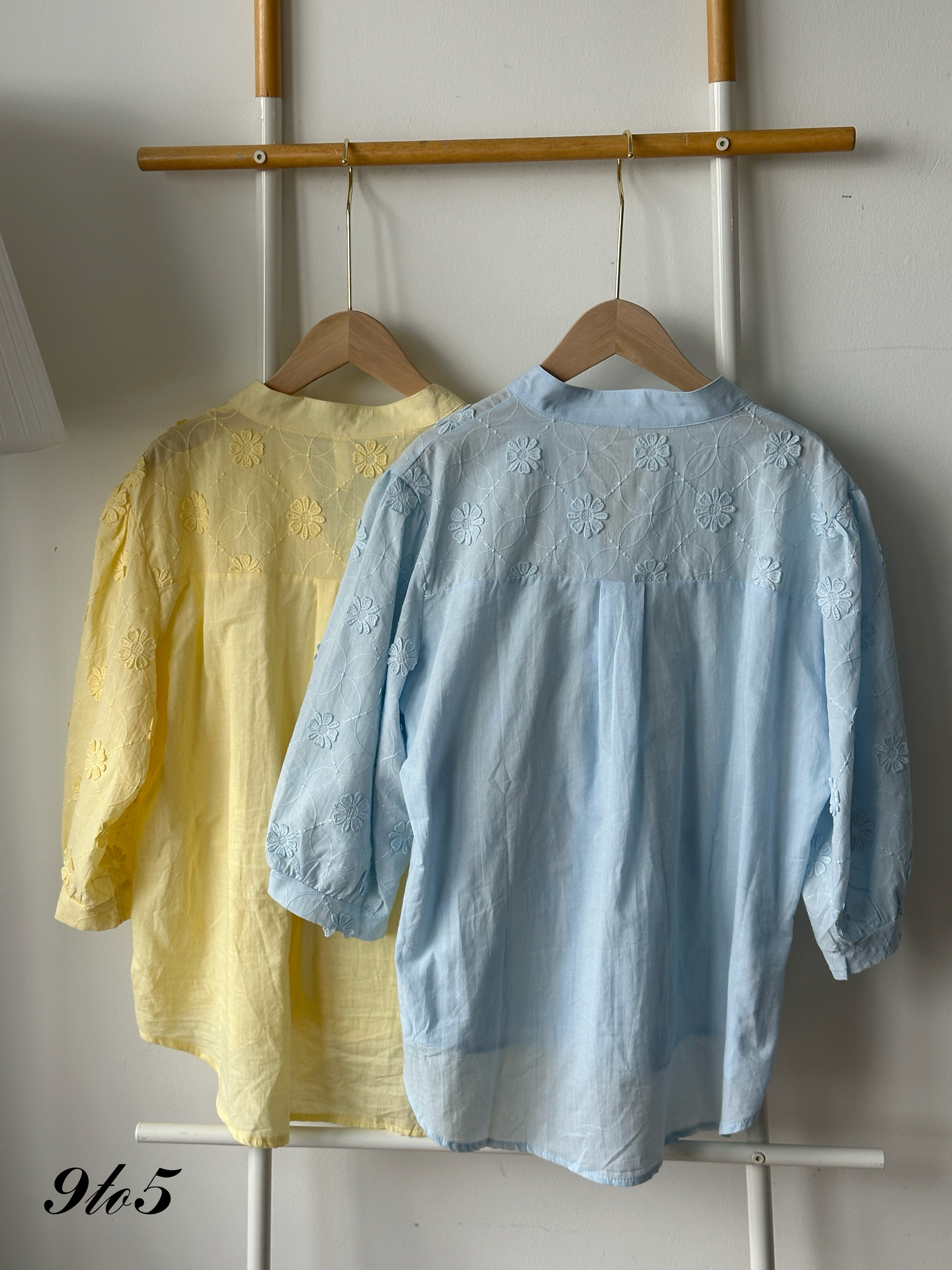 T4273 Half Sleeve Floral Shirt - Blue & Yellow