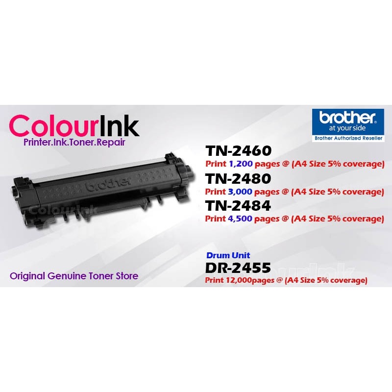 Brother Original Genuine DR2455 Drum + TN2480 Toner HL-L2370DN HL-L2385DW DCP-L2550DW MFC-L2715DW MFC-L2770DW TN2460