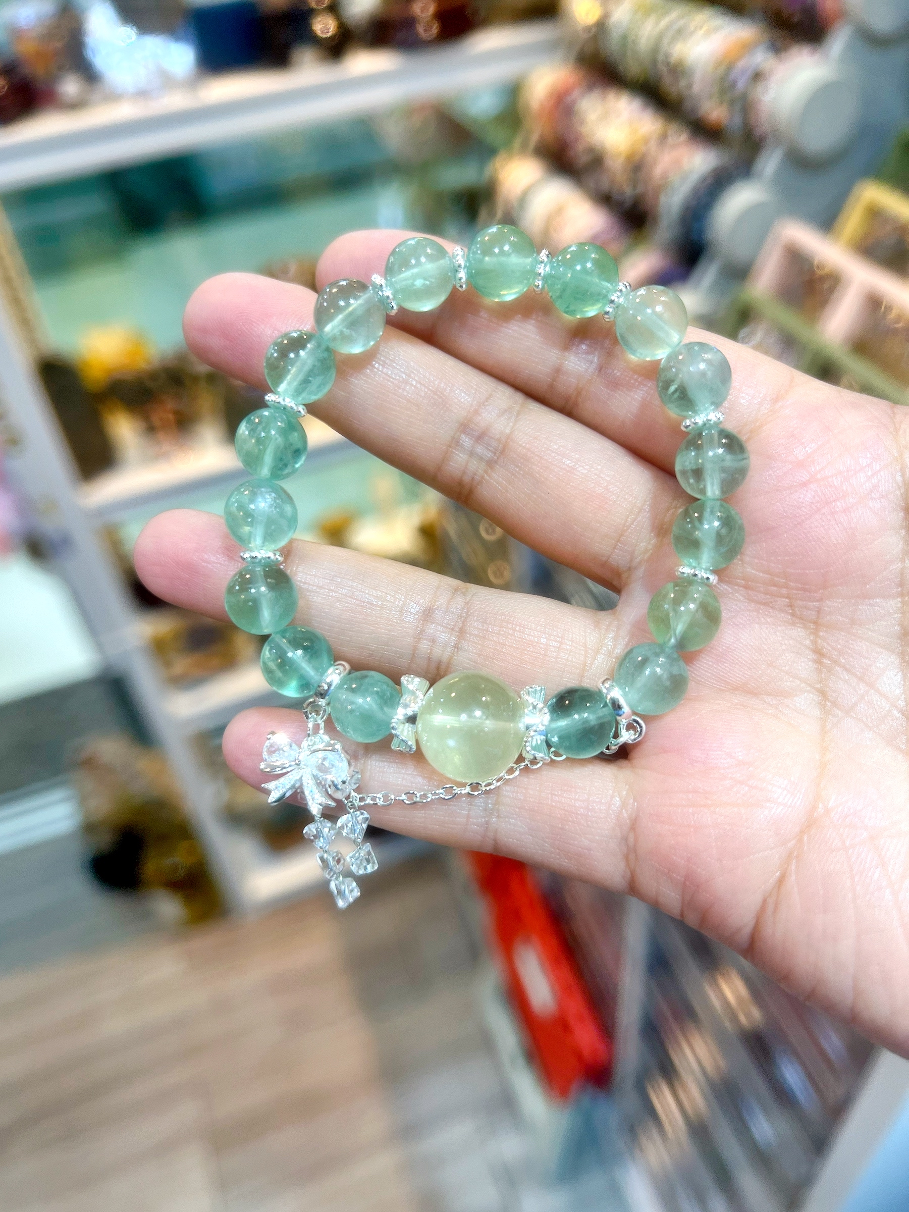 綠螢石+星光黃水晶