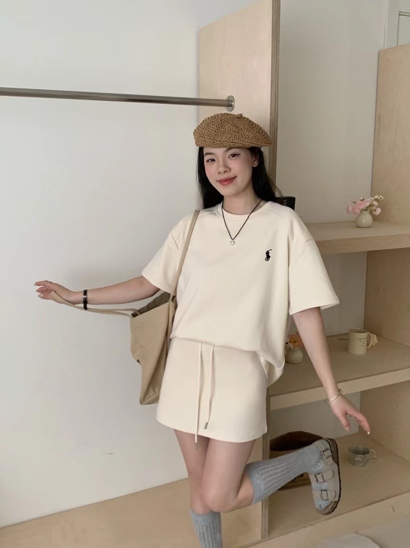 Polo Embroidery Roundneck Casual Shirt+Skirt Set 保罗刺绣休闲套装 (3 Colours)