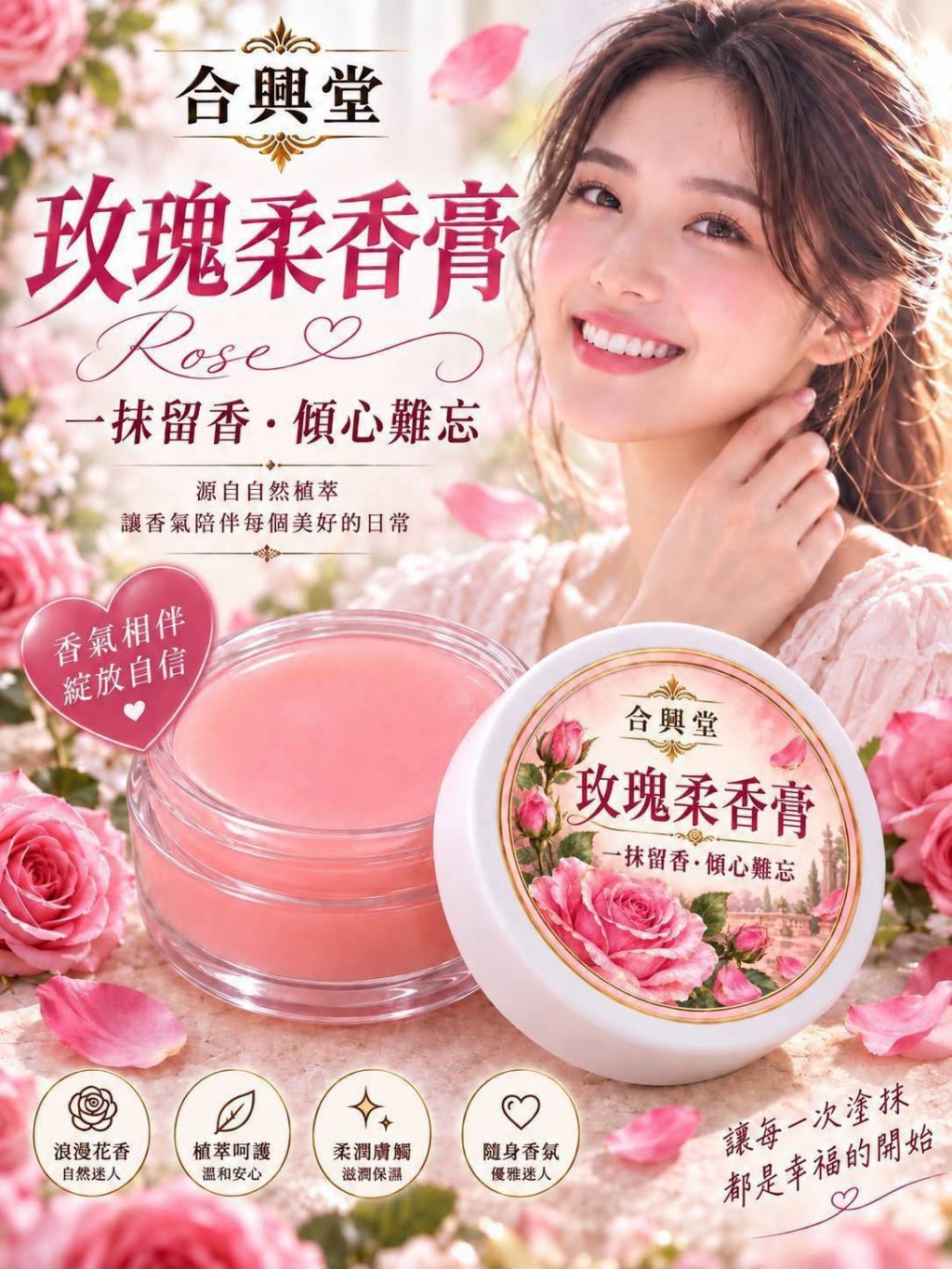 【預訂】台灣合興堂玫瑰柔香膏 15g