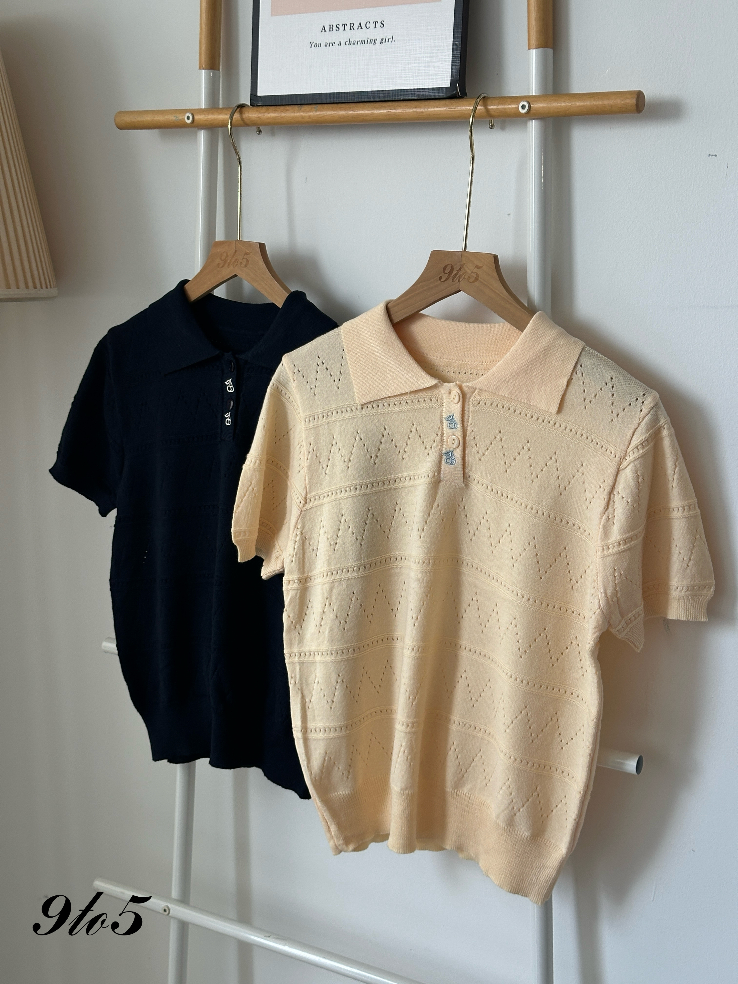 T4029 Knit Polo Tee - Blue & Yellow