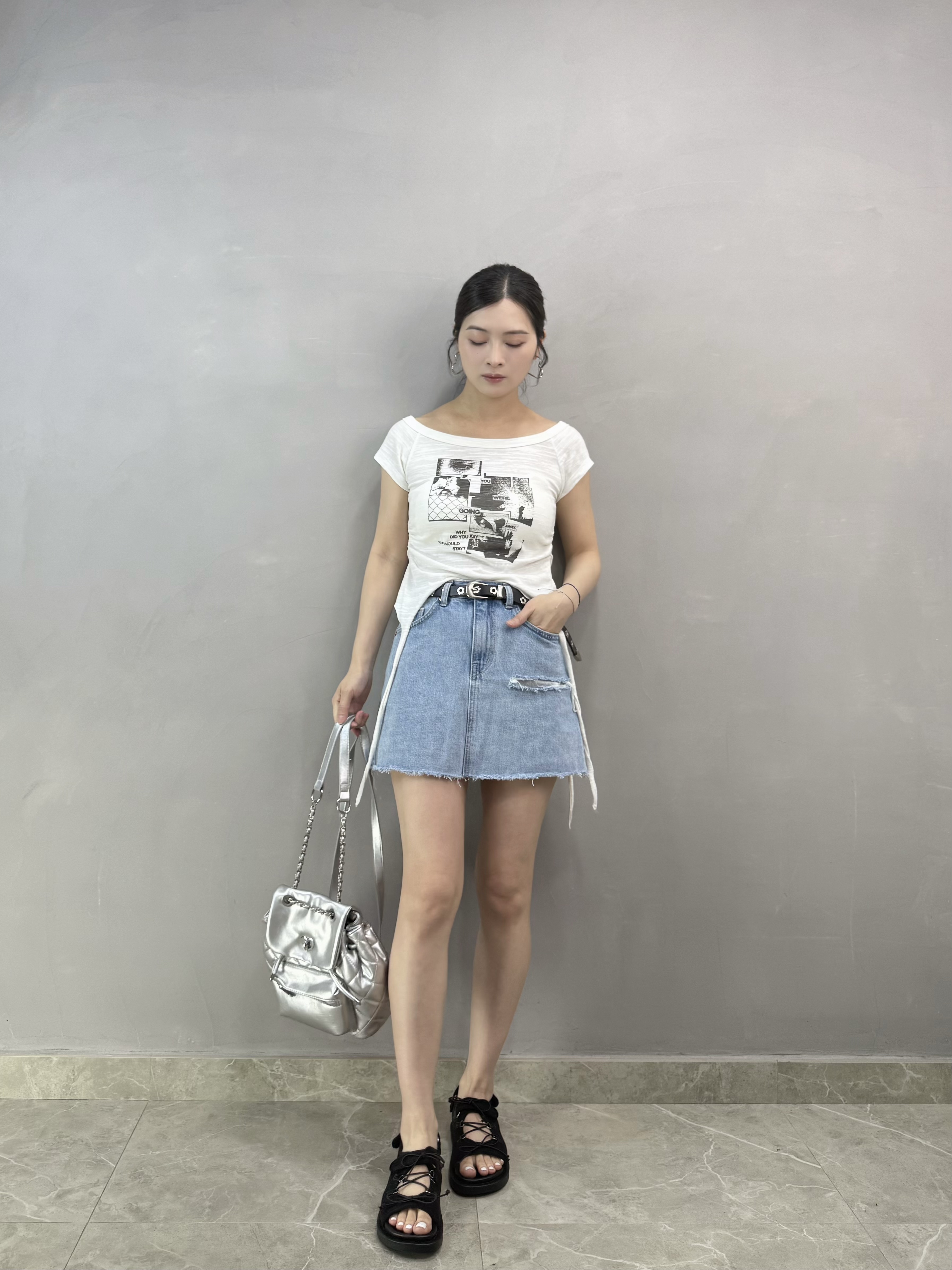 U76 設計感print Tee