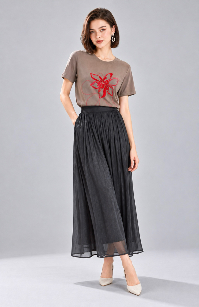 988 Celeste Pleated Wide-Leg Pants