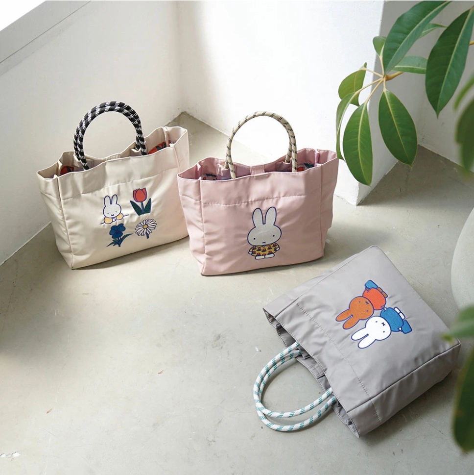 2026春夏新作 Dick Bruna miffy College TOTE BAG 刺繍款 灰色 