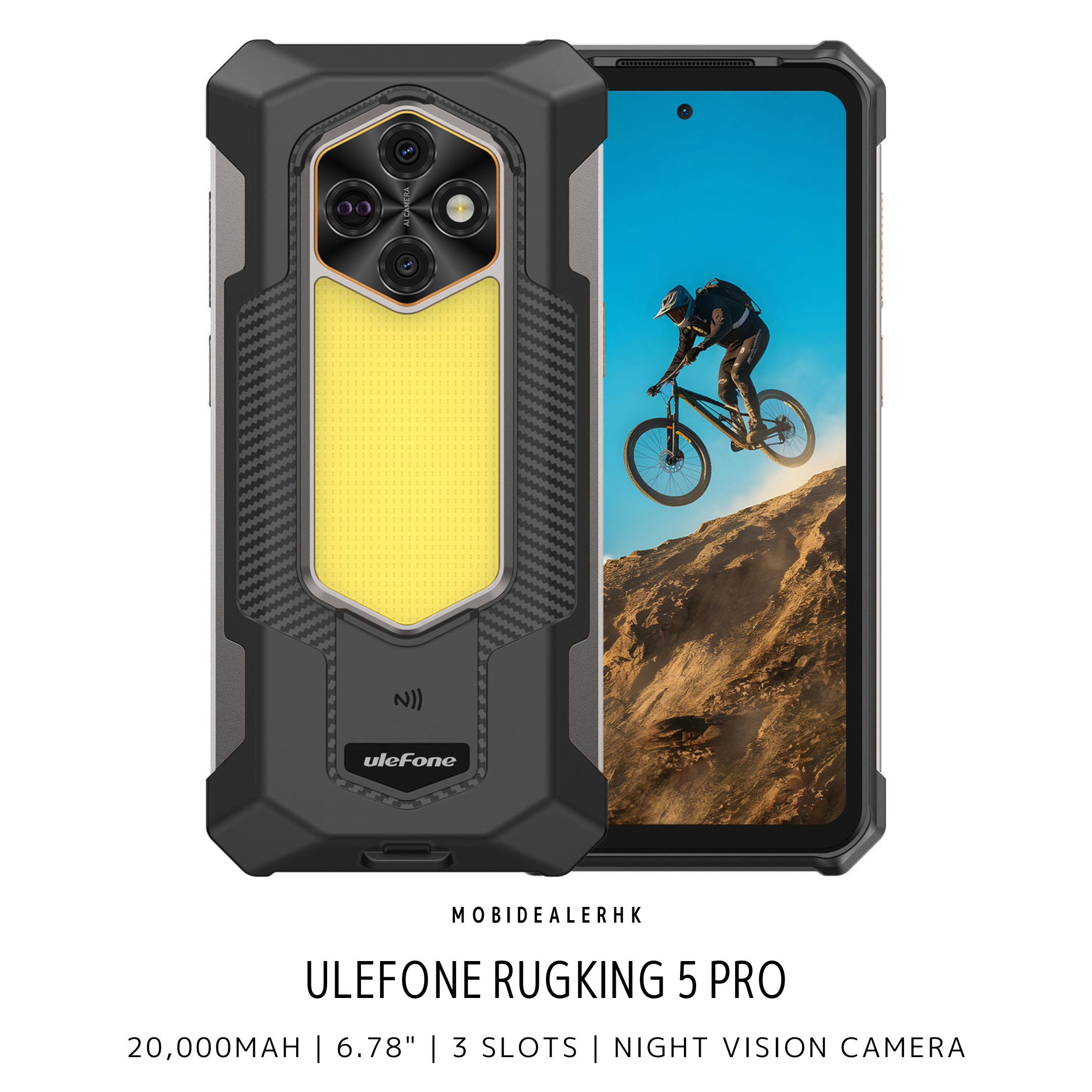 Ulefone RugKing 5 Pro | 歐樂風 RugKing 5 Pro | 4G | 三防手機 | 夜視鏡 | 6.78" | 20,000mAh | 反向充電 | NFC | 3咭槽