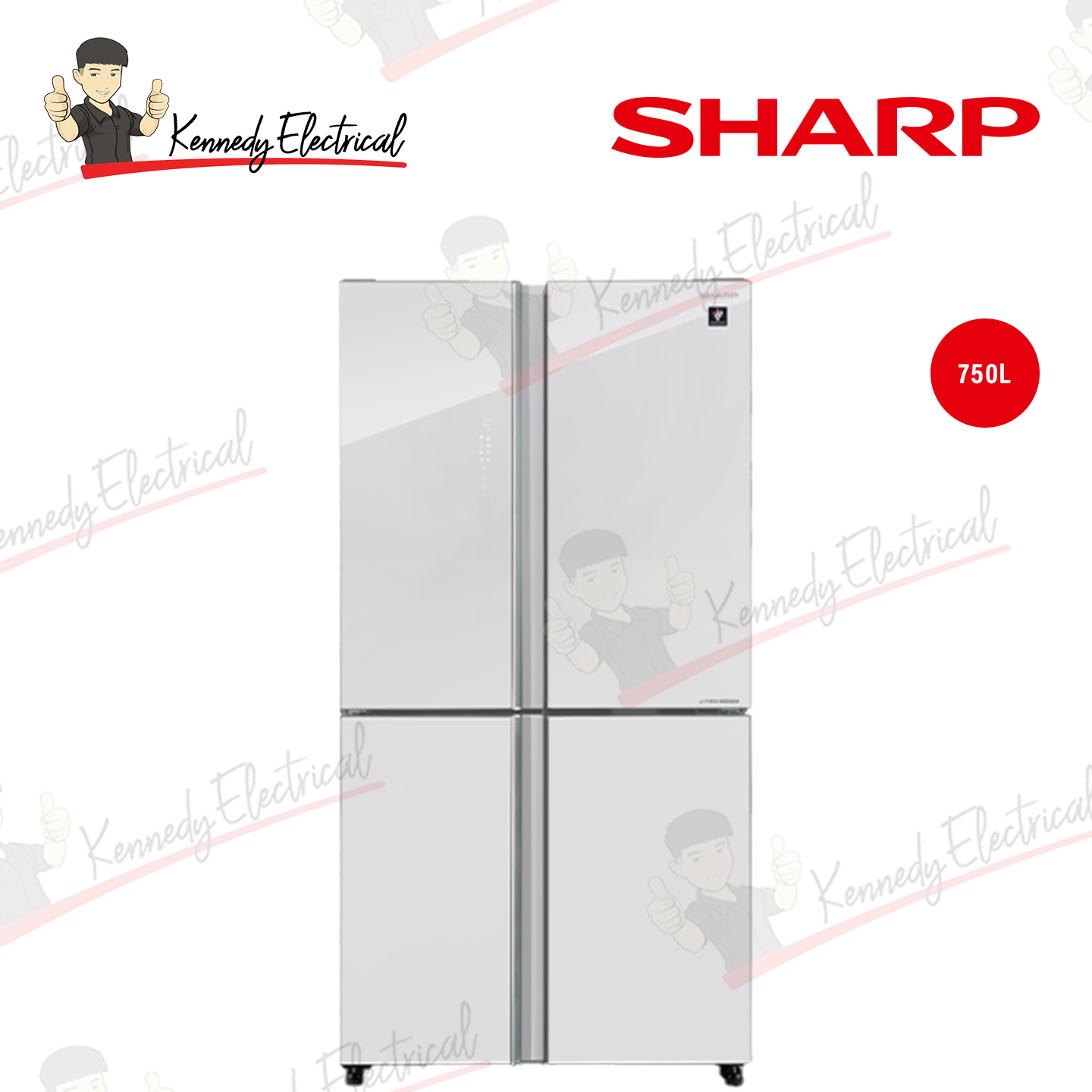 Sharp 750L Avance Glass Door 4-Door Refrigerator (SJF921VGW)