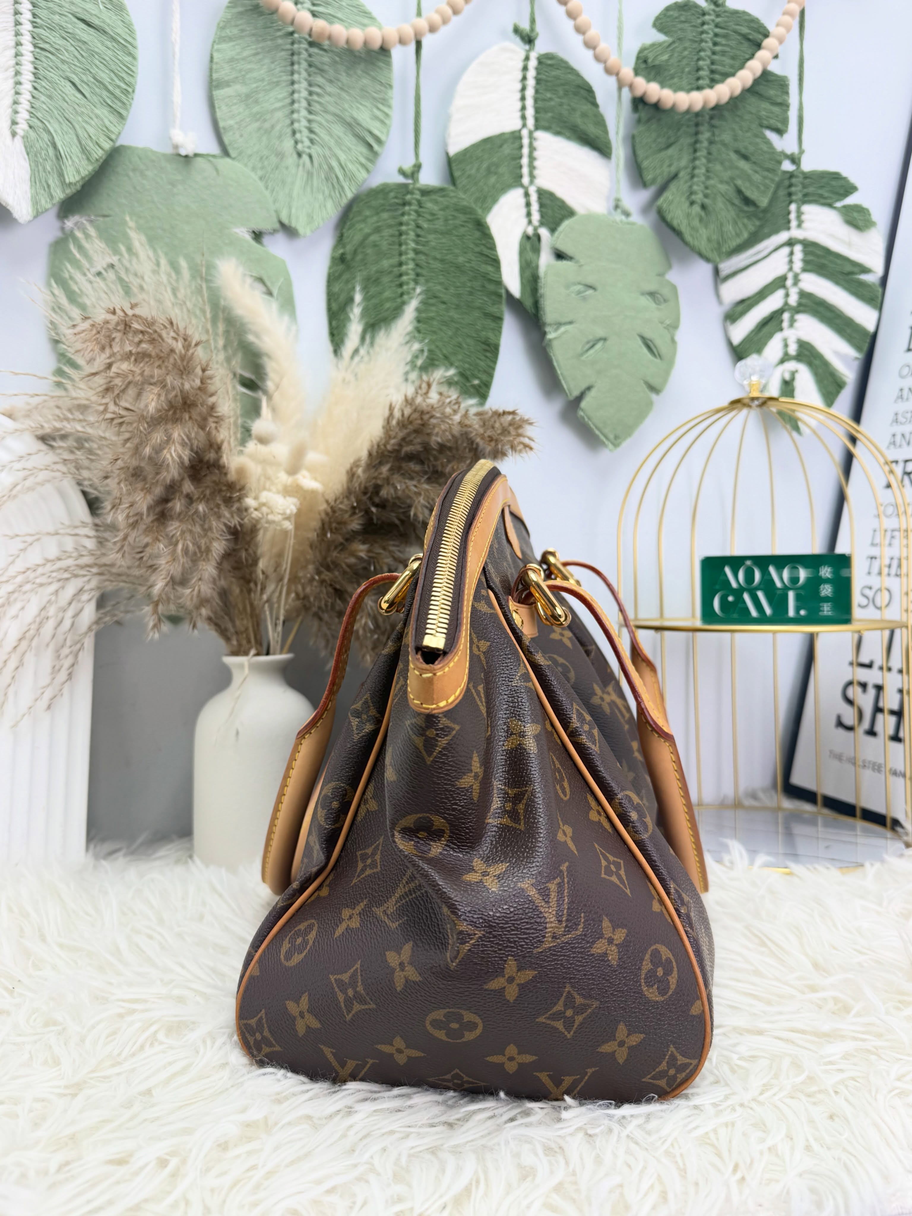 Lv👜 PRE OWNED 🛍️啡色老花 Tivoli GM size餃子袋 有塵袋 🥟🤎