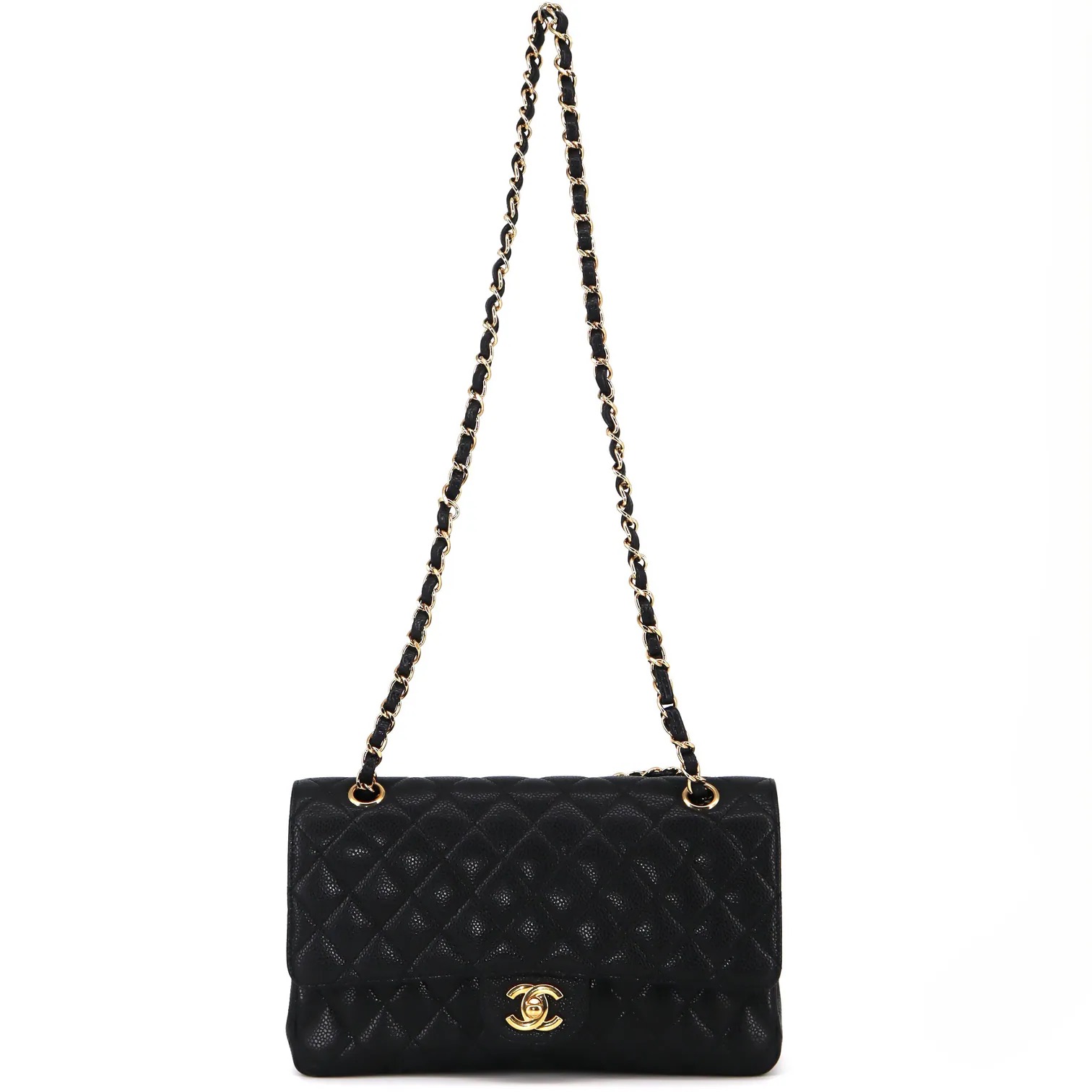 Chanel Matelasse Coco Mark Caviar Double Flap Chain Shoulder Bag