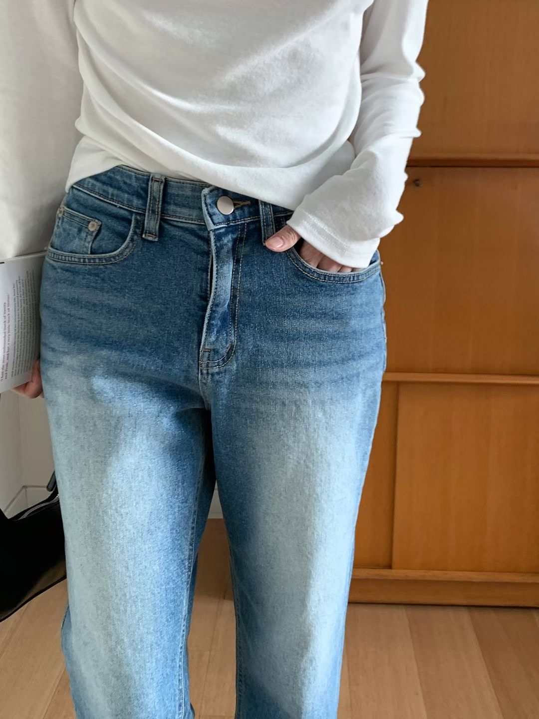 26SS 愛心印花9 分牛仔褲