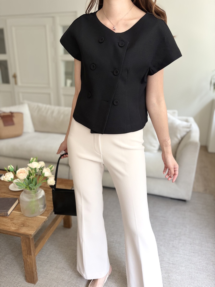 Chloe Double-Breasted Blouse (Black)