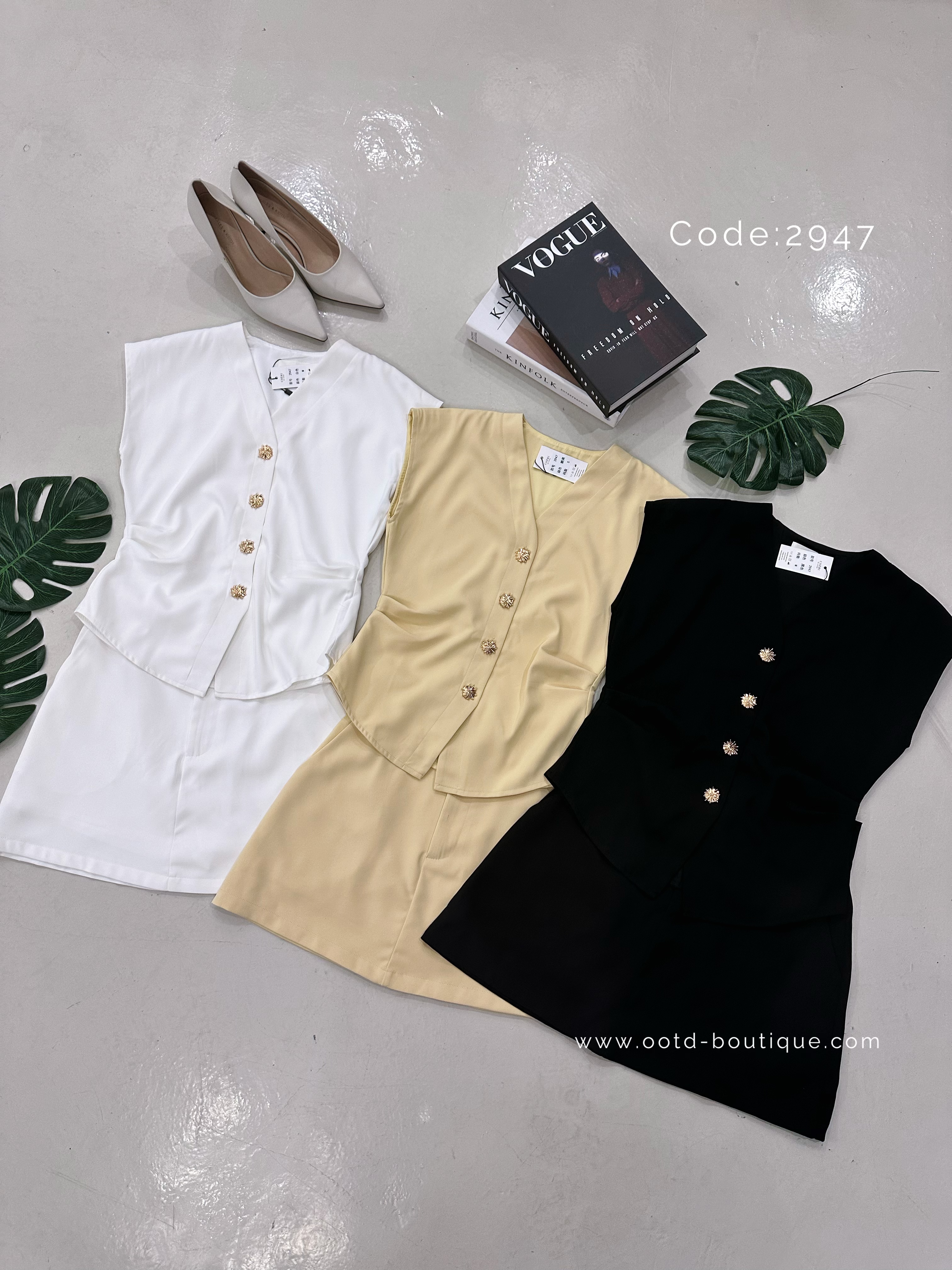 2947 PREMIUM VEST SET WITH BELT 高级感西装马甲套装 