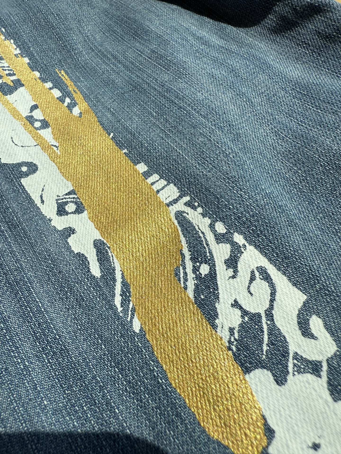 Evisu Artistic Brush Daicock Print Relax Fit Denim Short-Sleeves Shirt