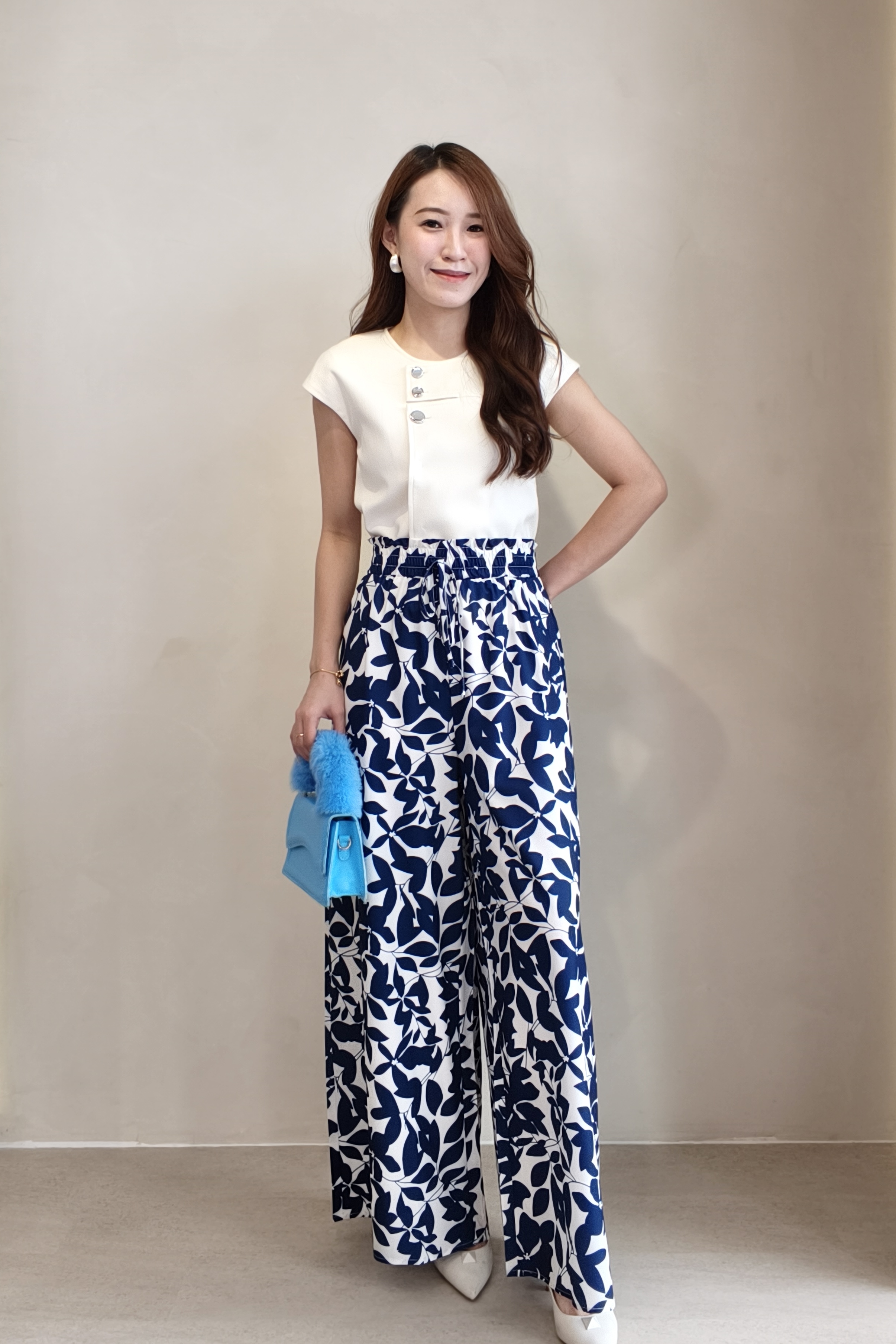 965 Azure Bloom Palazzo Pants
