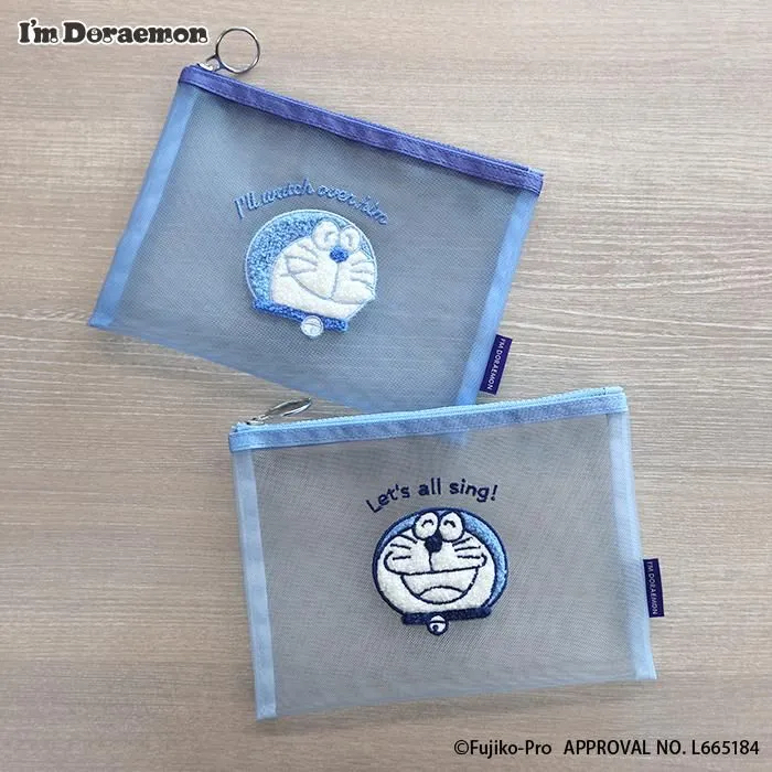 [訂購] 多啦A夢Pouch 拉鏈袋 筆袋 化妝袋 (毛絨刺繡圖案)