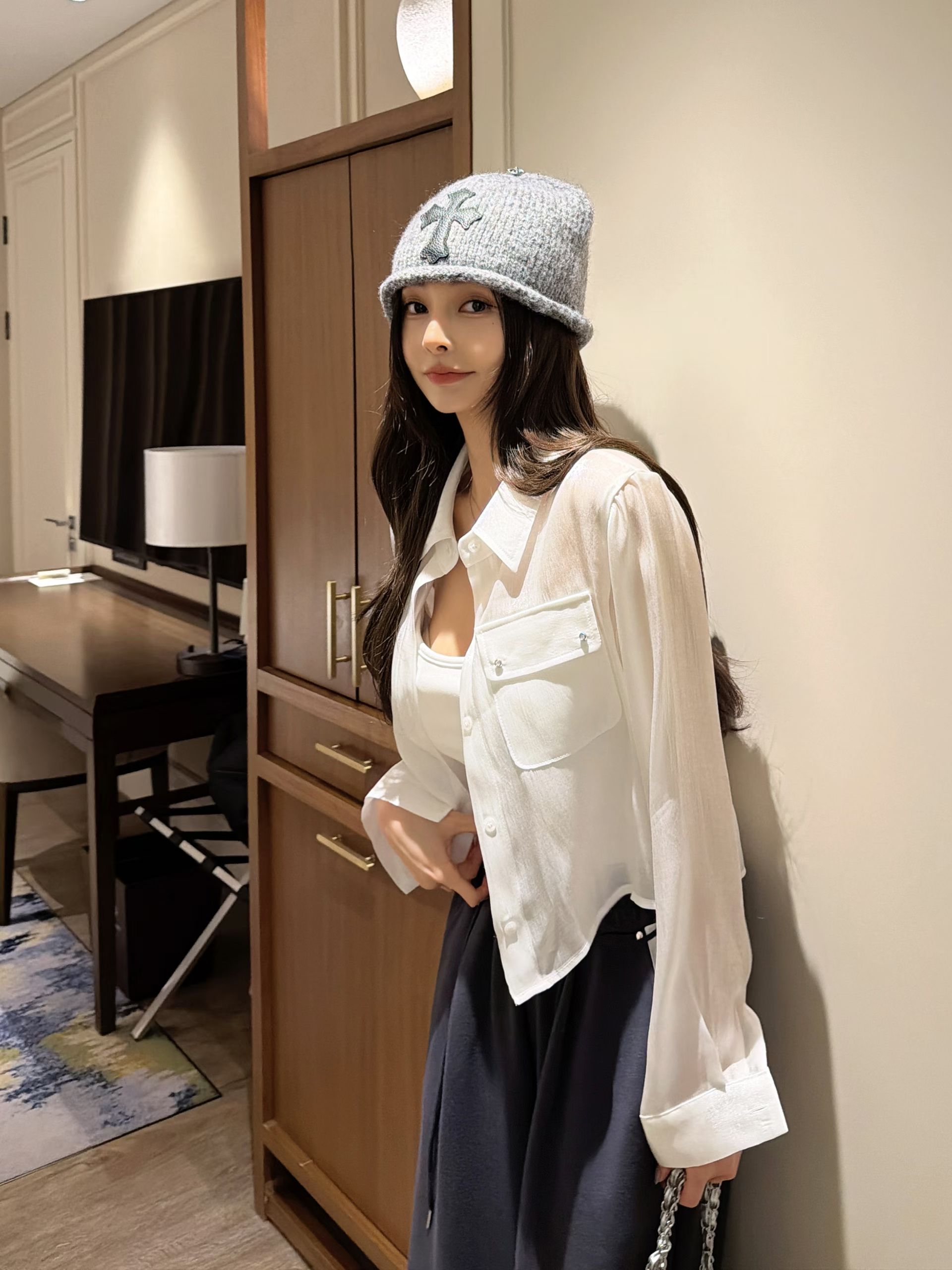 ♥︎人魚珠光微透Overshirt