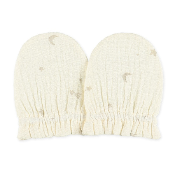 🇯🇵預訂 日本直送🇯🇵雙層棉紗星月印花新生兒純棉手套兩件套