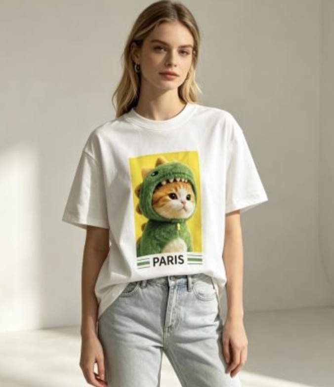 [訂購］ M0038 Dino Cat Graphic Tee 