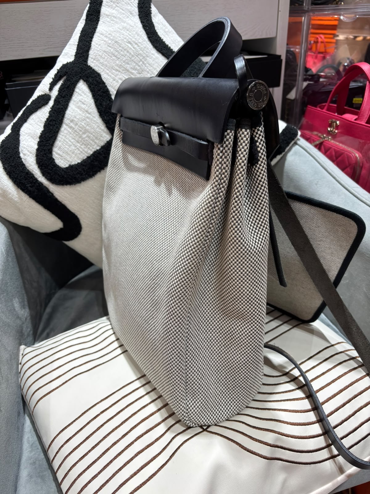 HERMES Herbag backpack Stamp Z Backpack 黑白熊貓 100%Authentic, 95%New ✅Dust bag