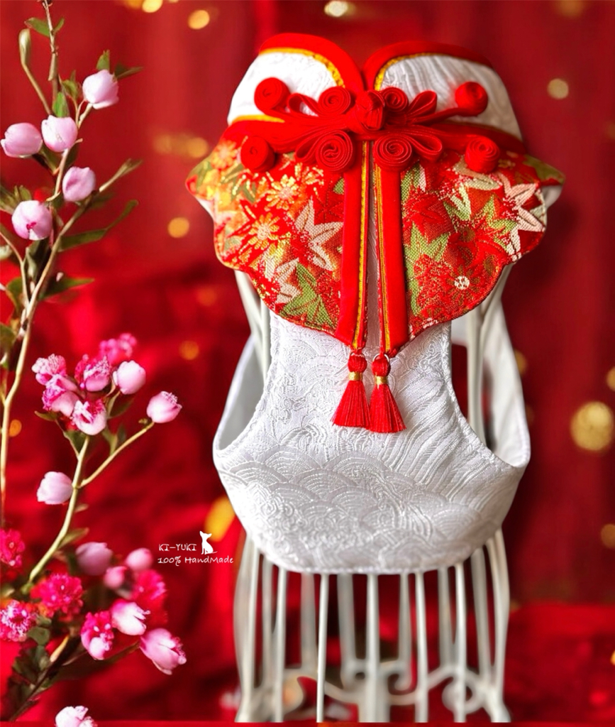 2026新春作品 賀歲寵物外出胸背帶 唐裝風格