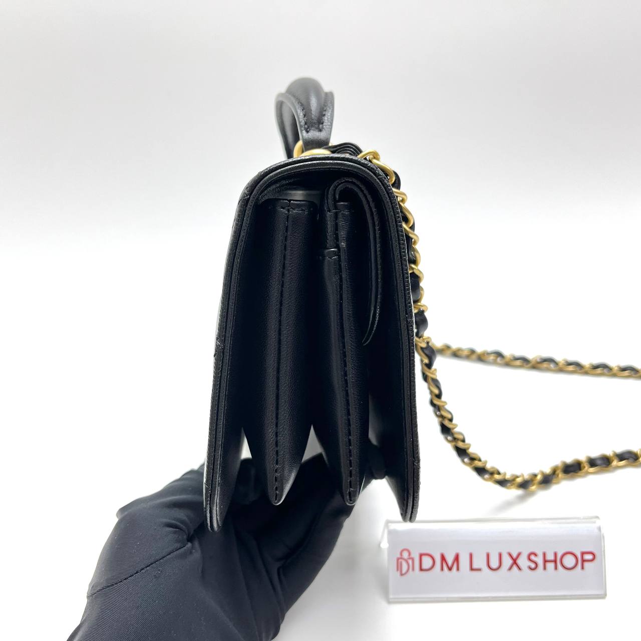 Chanel 23B Black Caviar Flap With Top Handle GHW (Microchip)