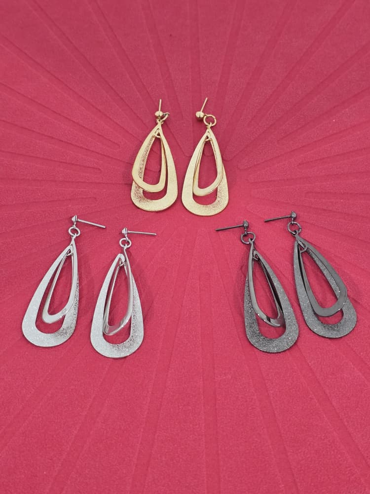 Layered Cut-Out Drop Stud Earrings