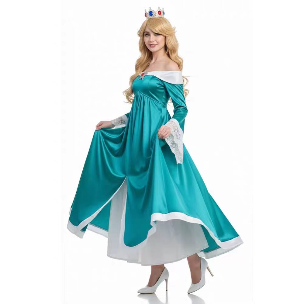 Super Mario 主題 Rosalina 成人公主裙｜萬聖節 Cosplay 服裝｜銀河公主角色扮演｜動漫派對禮服｜香港現貨 Lets Cosplay