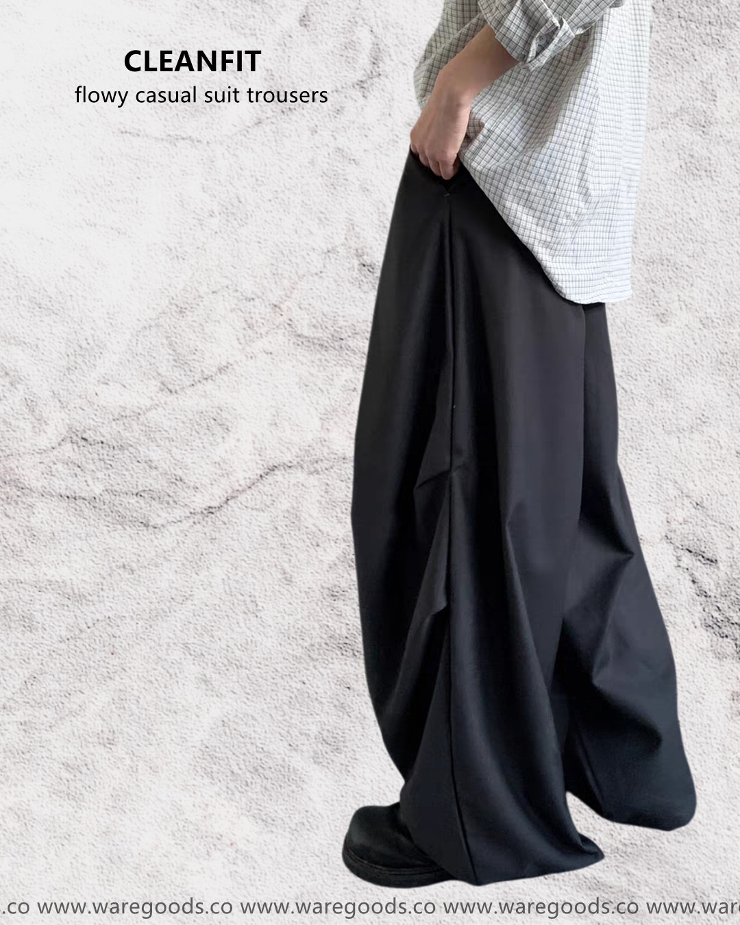 W0418垂感鬆身拖地西褲