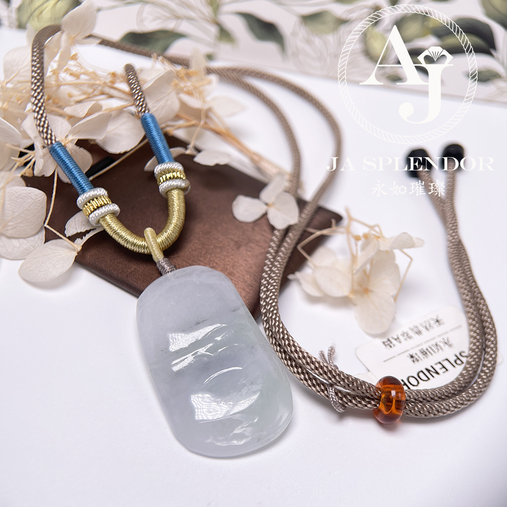 JNS-269 天然翡翠A玉  墨翠雲烟平安無事牌吊墜