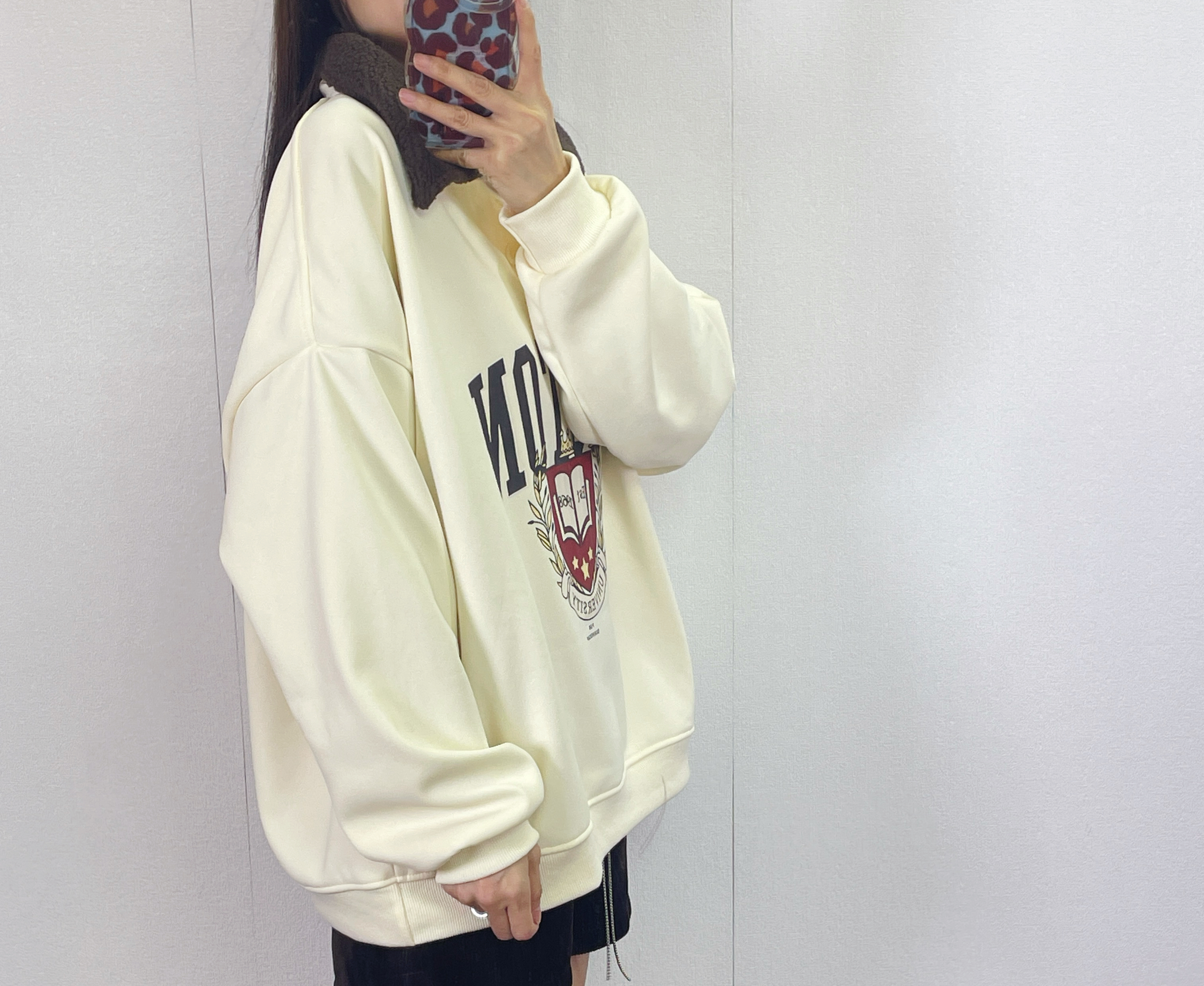 K5539 薄絨底X羊羔毛領衛衣