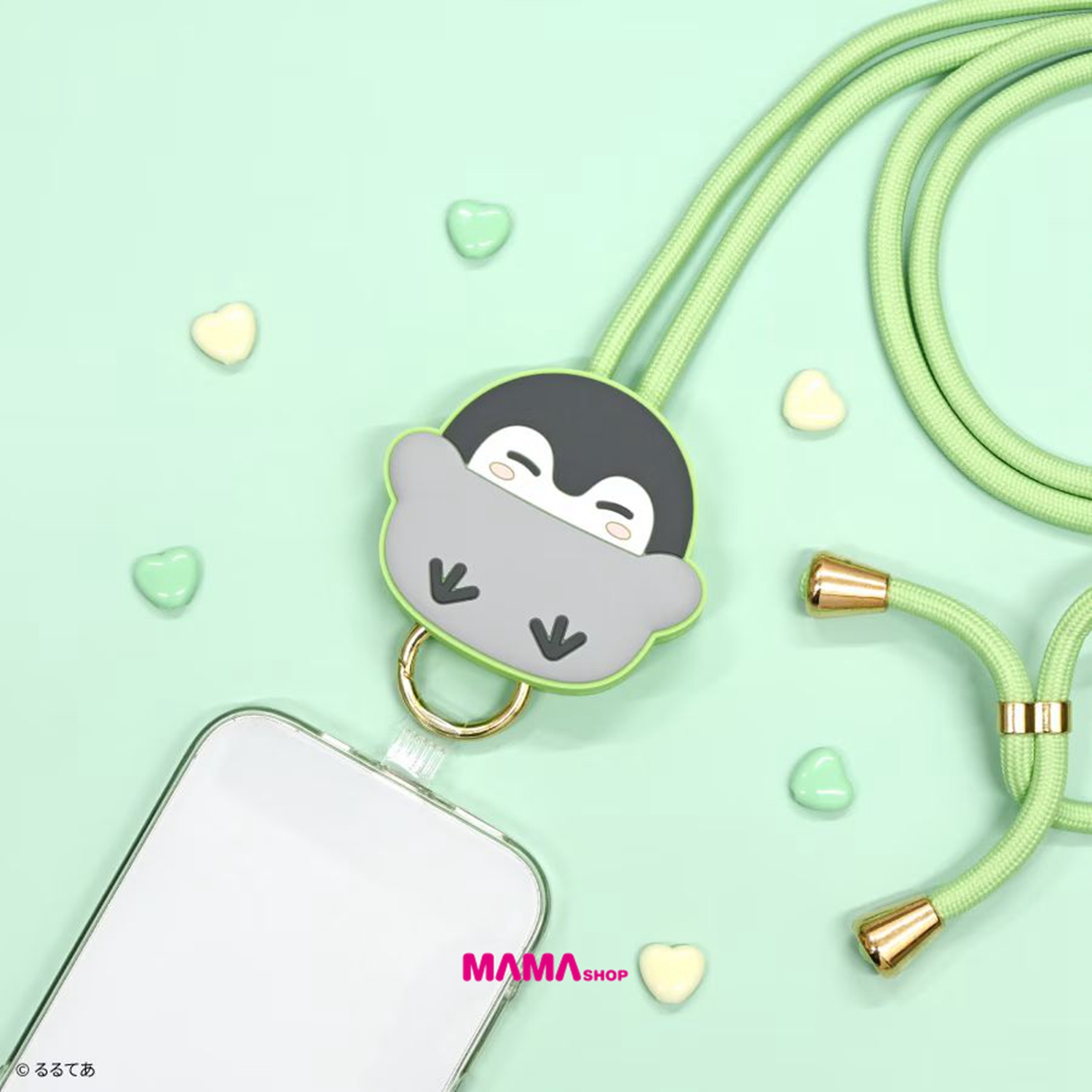 日本直送Koupen-chan 正能量企鵝多功能手機指環連掛頸繩