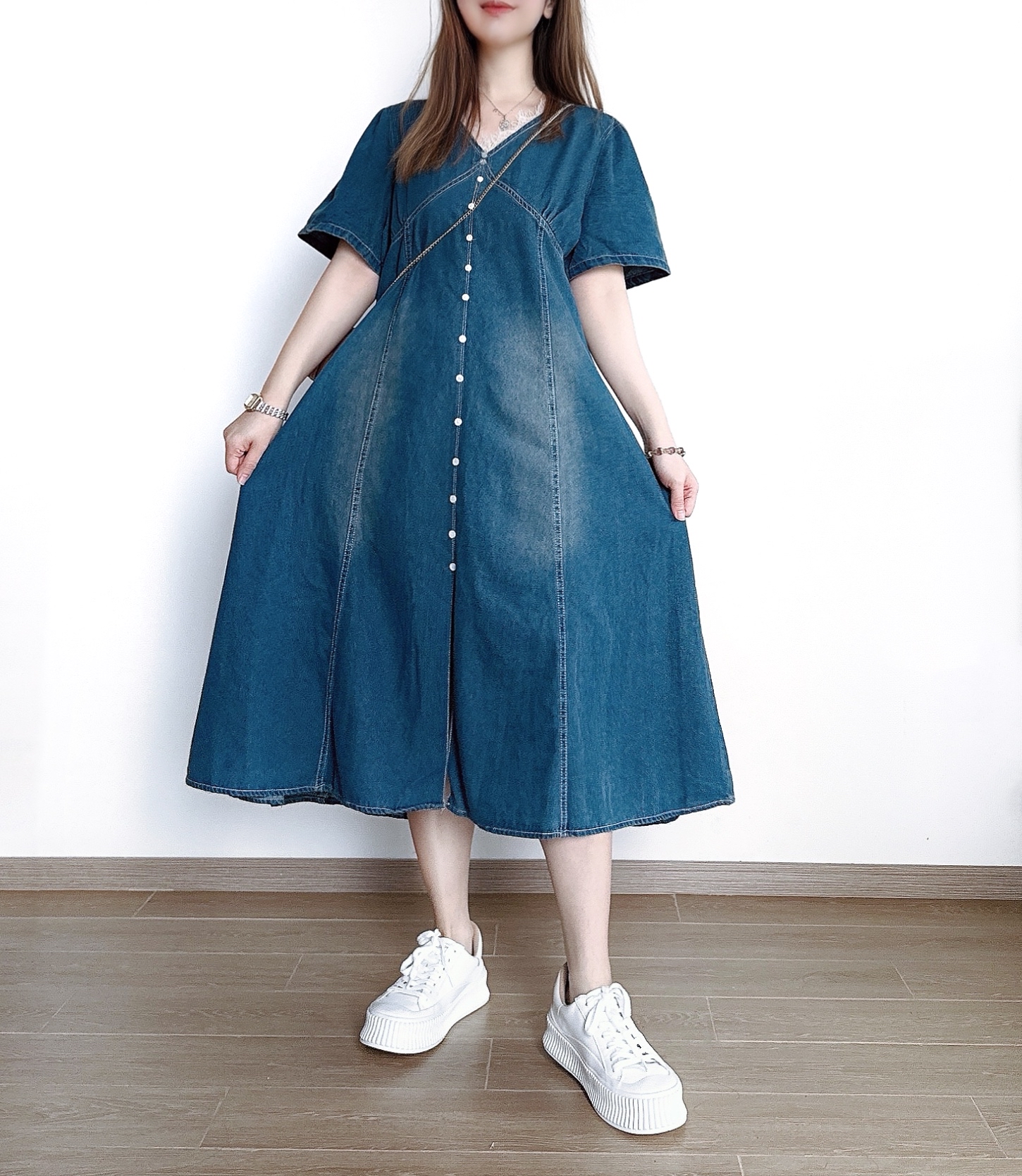 復古牛仔Lace V領Ops