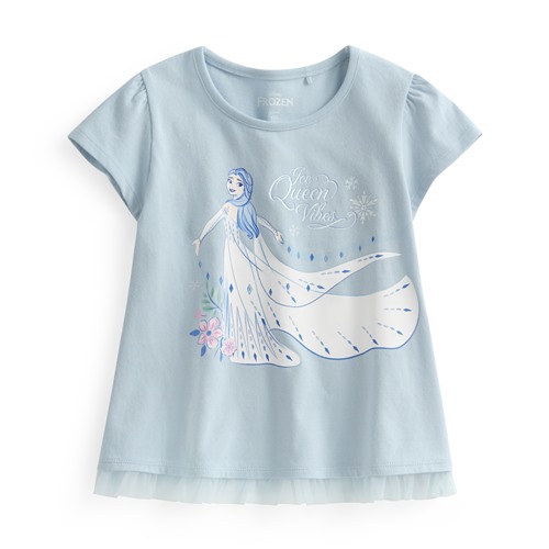 【LATIV】迪⼠尼系列網紗拼接印花T恤-46-童