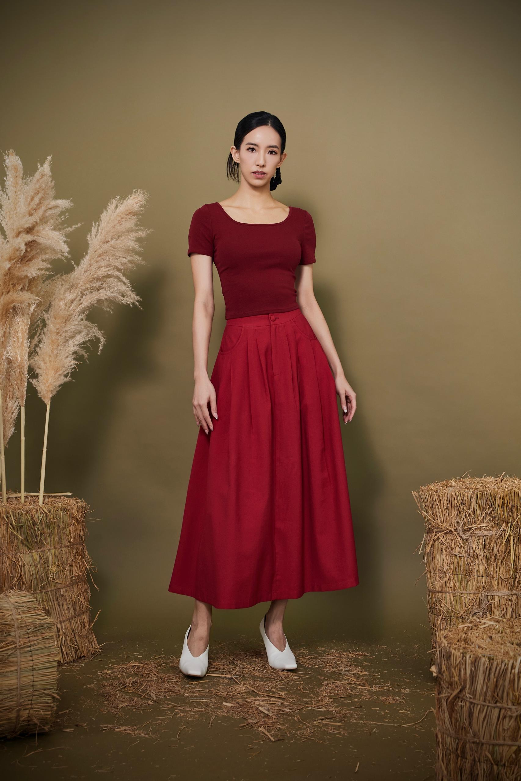CS1441 Jacquard Pleated Maxi Skirt