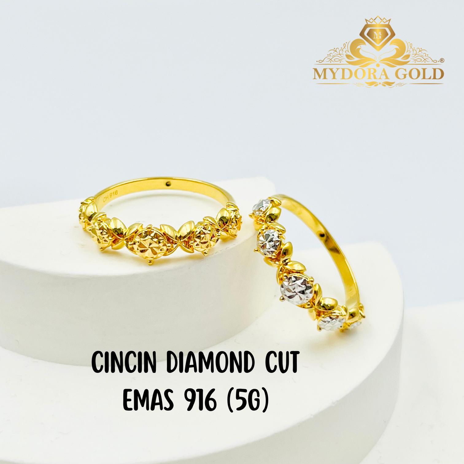 MYDORA Cincin Diamond Cut (5G) l EMAS 916/22K