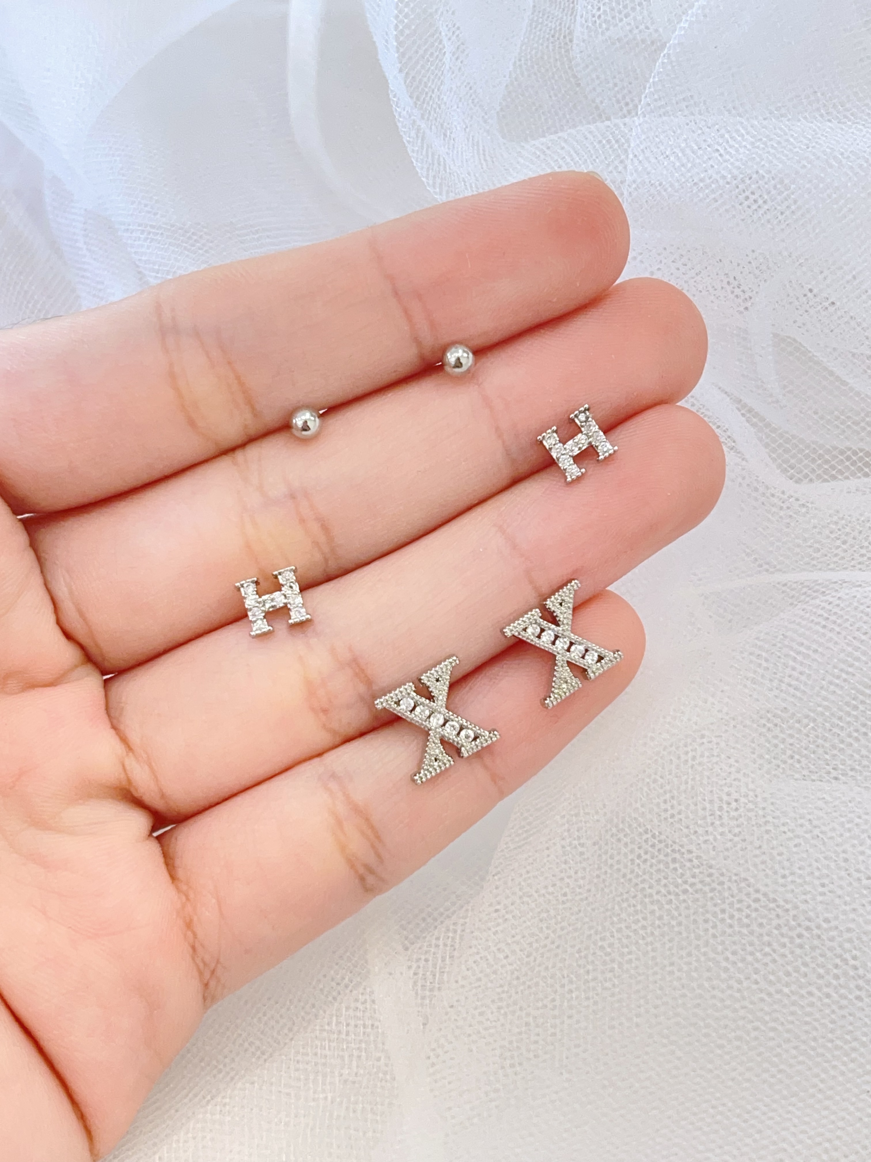 英文字母珠珠耳环套装