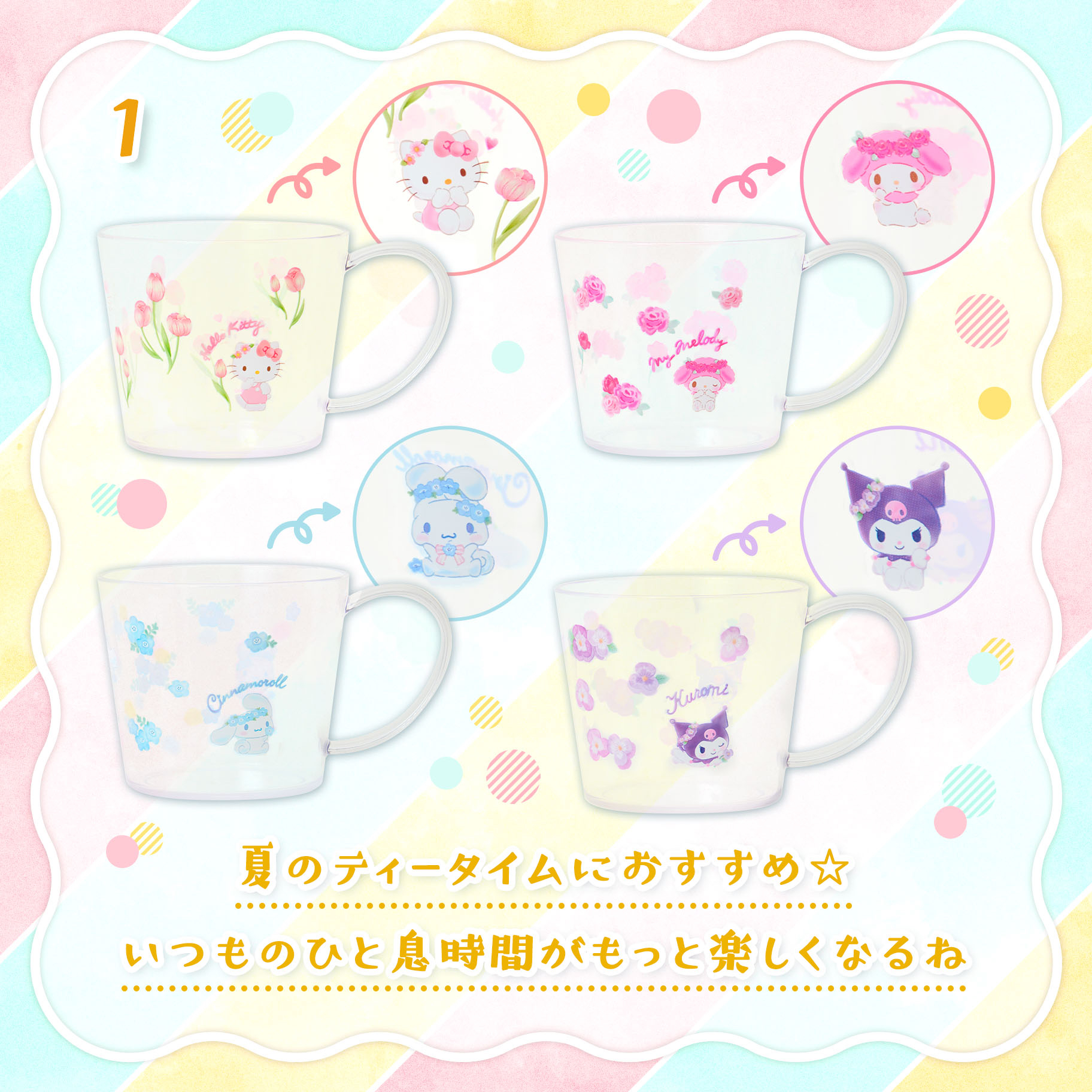 🎀【預訂】 Sanrio 暑假夏日下午茶系列透明馬克杯