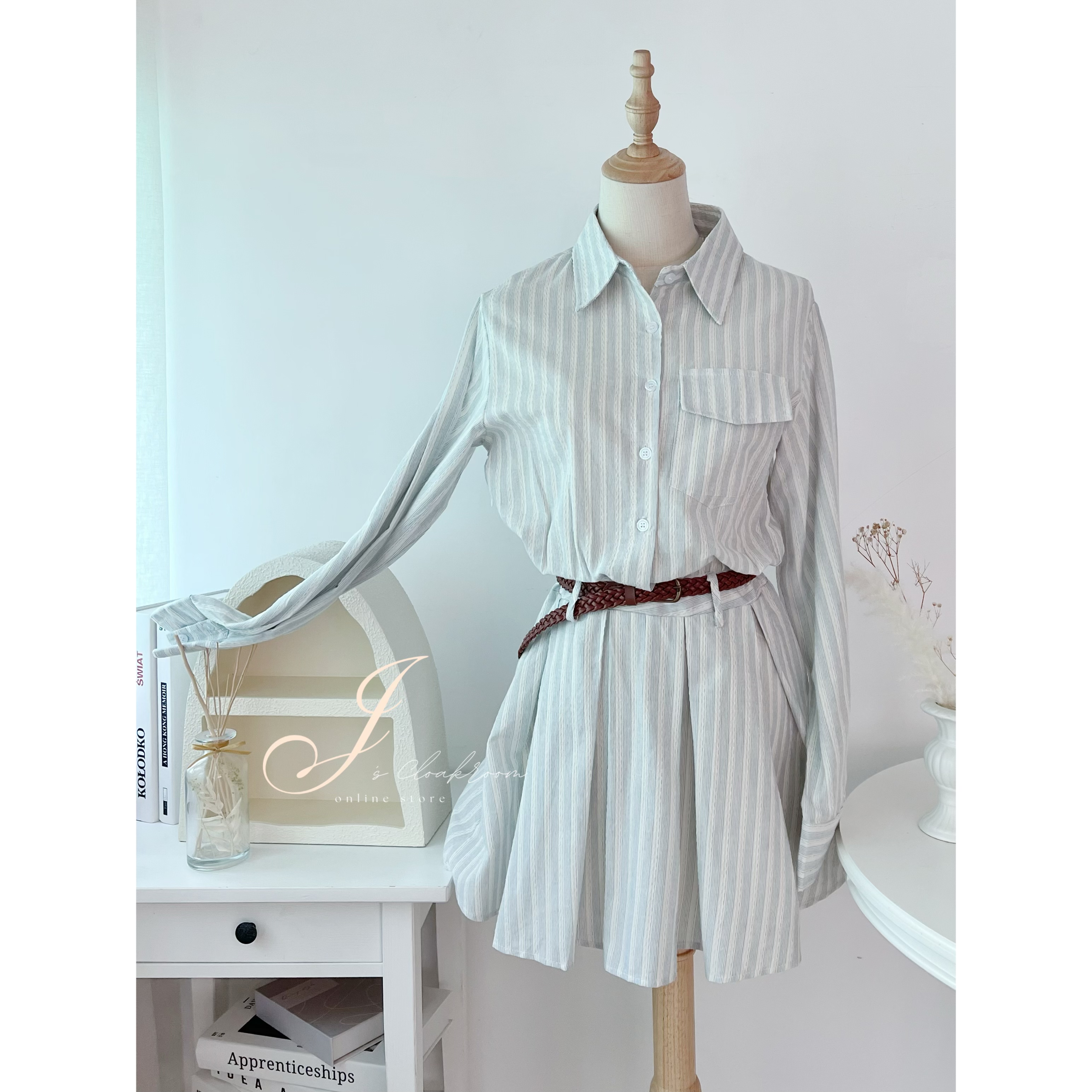 條紋恤衫連身裙(KR)