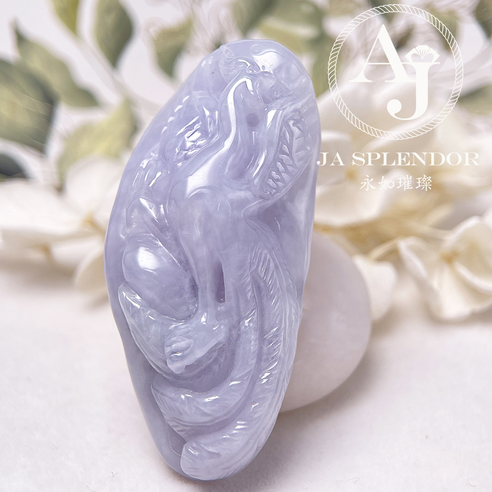 JN-762 天然翡翠A玉 冰潤紫羅蘭鳳凰吊墜